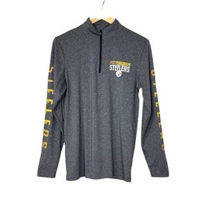 Pittsburgh Steelers NFL quarter-zip pullover long-sleeve shirt gray small